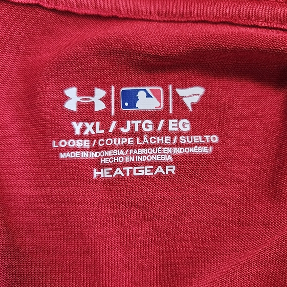 YXL Red Under Armour St. Louis Cardinals Heat Gear Pullover 1/4 Zip - Picture 3 of 5